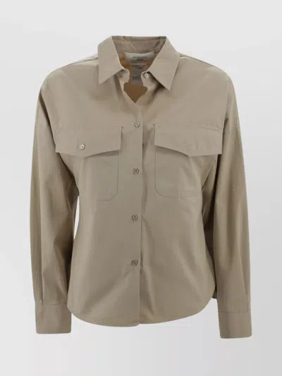 Weekend Max Mara Casual Shirt With Chest Pockets And Collared Neck In Neutral