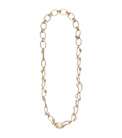 Weekend Max Mara Chain Faux Pearl Necklace In Gold