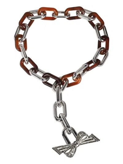 Weekend Max Mara Chain-link Bow Necklace In Silver