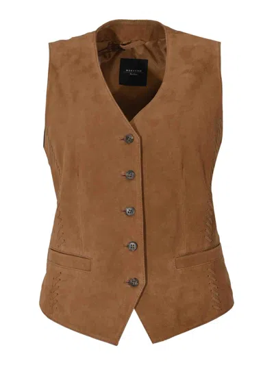 Weekend Max Mara Wkdvetusta Suede Vest In Brown