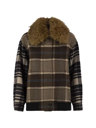 Weekend Max Mara Check Wool Jacket In Brown
