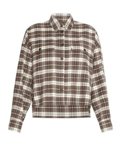 Weekend Max Mara Checked Flannel Shirt In Brown