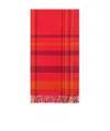 Weekend Max Mara Checkered Fringed Scarf In Red