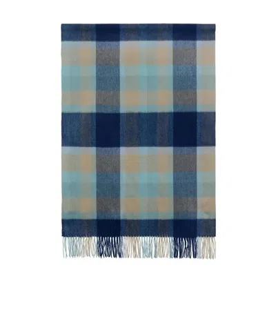 Weekend Max Mara Checkered Fringed Scarf In Blue