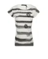 Weekend Max Mara Checkered Short-sleeved Flower T-shirt In White