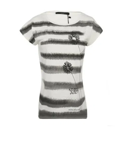Weekend Max Mara Checkered Short-sleeved Flower T-shirt In White