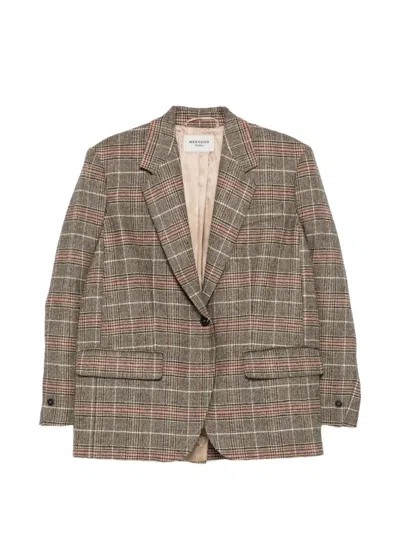 Weekend Max Mara Check-pattern Single-breasted Blazer In Gray