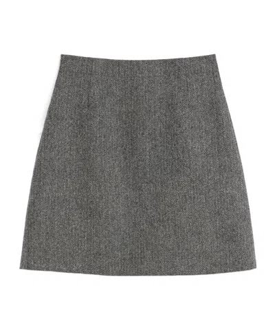 Weekend Max Mara Chevron Wool Skirt In Gray