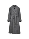 Weekend Max Mara Chevron-pattern Belted Coat In Gray
