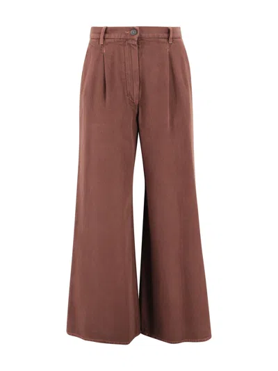 Weekend Max Mara Chocolate Brown Cotton Bull Trousers