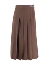 Weekend Max Mara Chocolate Brown Wool Wrap Skirt In Brown