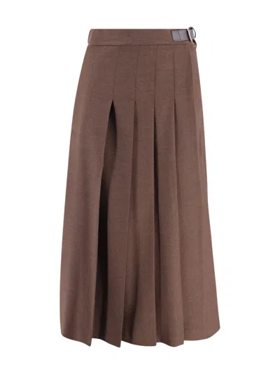 Weekend Max Mara Chocolate Brown Wool Wrap Skirt