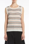Weekend Max Mara Ciad Stripe Sleeveless Linen Sweater In Desert