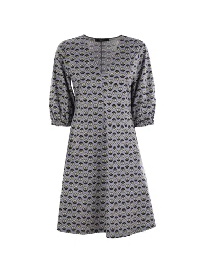 Weekend Max Mara Cinghia V-neck Patterned Dress In Blue
