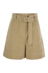 Weekend Max Mara Blue Cotton Blend Cirino Shorts In Brown