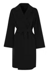 Weekend Max Mara Civada Double Wool Blend Dressing Gown Coat In Black