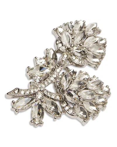 Weekend Max Mara Civada Crystal Flower Brooch In Silver