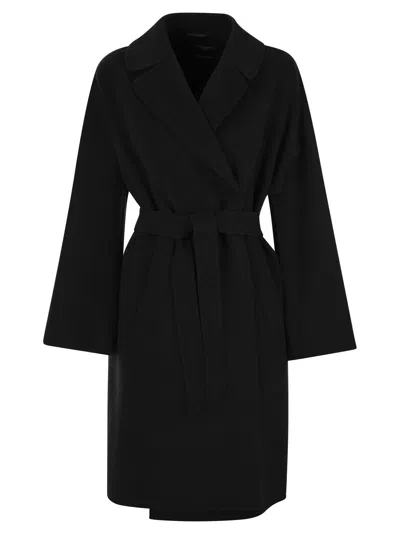 Weekend Max Mara Civada Double Wool Blend Dressing Gown Coat In Black