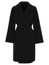 Weekend Max Mara Civada Double Wool Blend Dressing Gown Coat In Nero