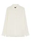 Weekend Max Mara Point-collar Gathered-cuff Shirt In Neutral