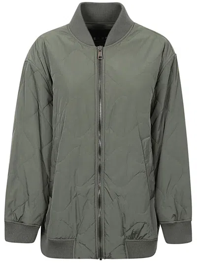 Weekend Max Mara Classic Quilted Bomber Jacket In Green