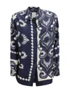 Weekend Max Mara Weekend Maxmara Wkdlastra Printed Silk Patchwork Shirt In Blue