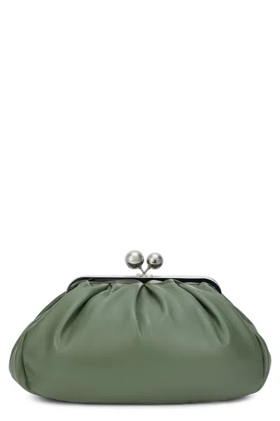 Weekend Max Mara Clutch With Metal Closure In Green