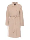 Weekend Max Mara Omens Sand Avenue Double-breasted Wool Coat In Beige