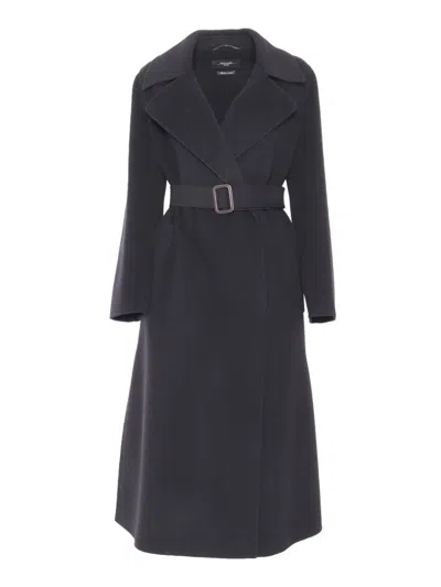 Weekend Max Mara Manu Belted Long-sleeved Coat In Black