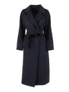 Weekend Max Mara Tempera Belted Coat In Blue