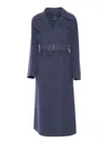 Weekend Max Mara Manu Belted Wool Midi Coat In Blue