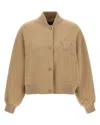 Weekend Max Mara Beige Wool Blend Zelante Bomber Jacket In Brown
