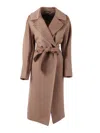Weekend Max Mara Long Length Belted Coat With Notched Lapels In Brown