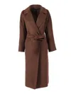 Weekend Max Mara Abrigo Largo De Lana Y Alpaca In Brown