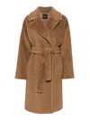 Weekend Max Mara Coat With Waist Belt And Front Pockets In Camel