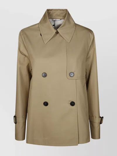 Weekend Max Mara Coat Double-breasted Belted Cuffs In Neutral