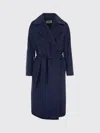 Weekend Max Mara Blue Solid Notched Lapel Trench Coat In Blue