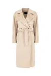 Weekend Max Mara Sand Wool Coat In Pink