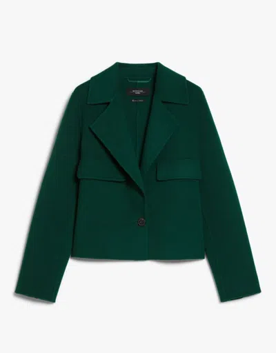 Weekend Max Mara Loose Wool Jacket In Green