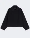 Weekend Max Mara Wool Broadcloth Cropped Coat In Black