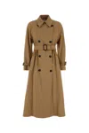 Weekend Max Mara Camel Stretch Polyester Blend Fauto Trench Coat In Brown