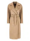 Weekend Max Mara Long Length Belted Coat With Notched Lapels In Brown