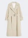 Weekend Max Mara Max Mara Weekend Long Waterproof Jacket In Barley With Belt In Neutral