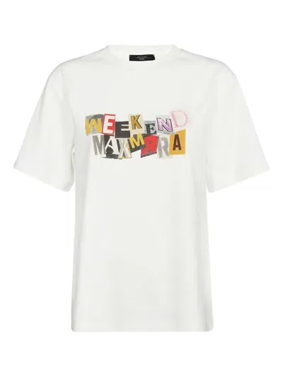 Weekend Max Mara Collage Cotton T-shirt In White