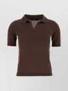 Weekend Max Mara Collar Design Silk Blend Polo Shirt In Brown