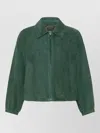 Weekend Max Mara Collared Coat Elastic Cuffs Side Pockets In Green