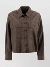 Weekend Max Mara Collared Crop Shirt With Chest Pockets And Long Sleeves In Brown