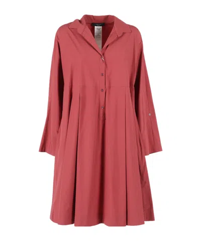 Weekend Max Mara Collared Long-sleeved Dress In Red
