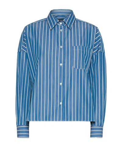Weekend Max Mara Collared Long-sleeved Shirt In Blue