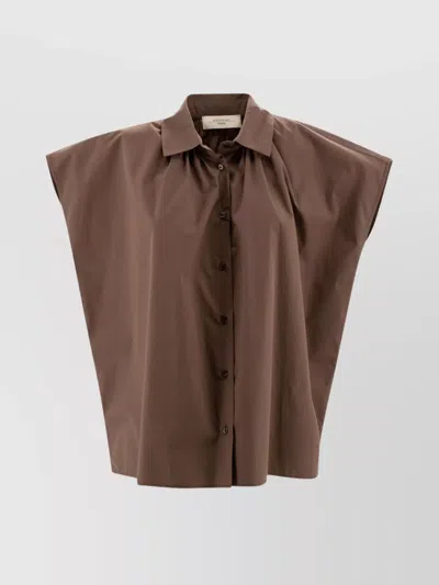Weekend Max Mara Collared Neck Sleeveless Relaxed Fit Top In Brown